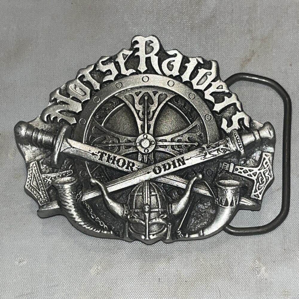 Norse Raiders Thor Odin Viking VTG 1995 Dragons Design Belt Buckle Tanside LTD
